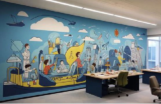 通海办公室墙绘的特点。
